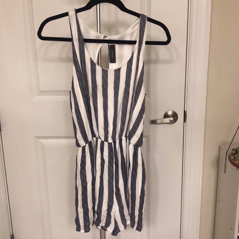 Blue & White Striped Romper